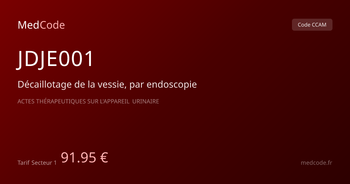 Code CCAM JDJE001 : Décaillotage de la…, tarif 91.95 € | MedCode