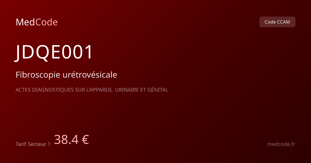 Code CCAM JDQE001 : Fibroscopie…, tarif 38.40 € | MedCode