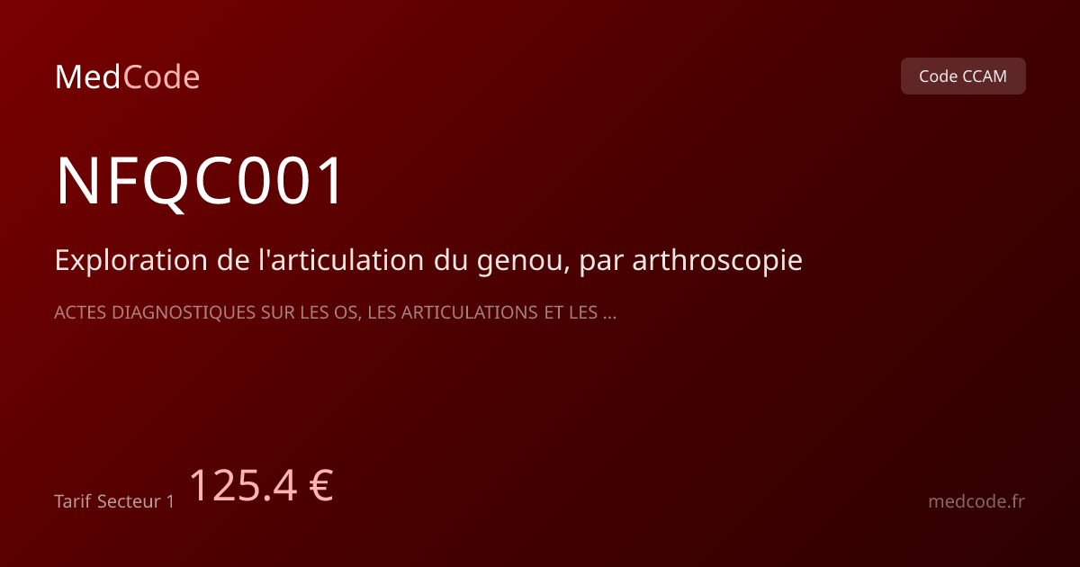 Code CCAM NFQC001 : Exploration de…, tarif 125.40 € | MedCode