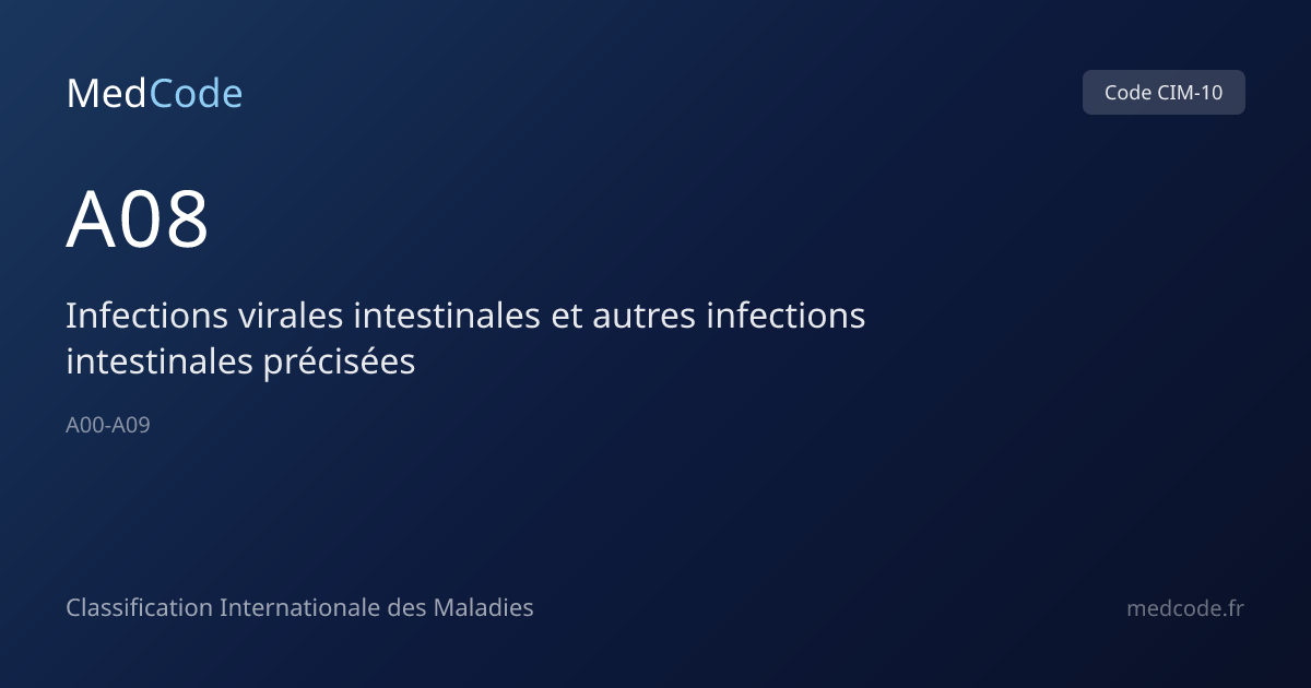 Infections virales intestinales et… (A08) — Code CIM-10 | MedCode