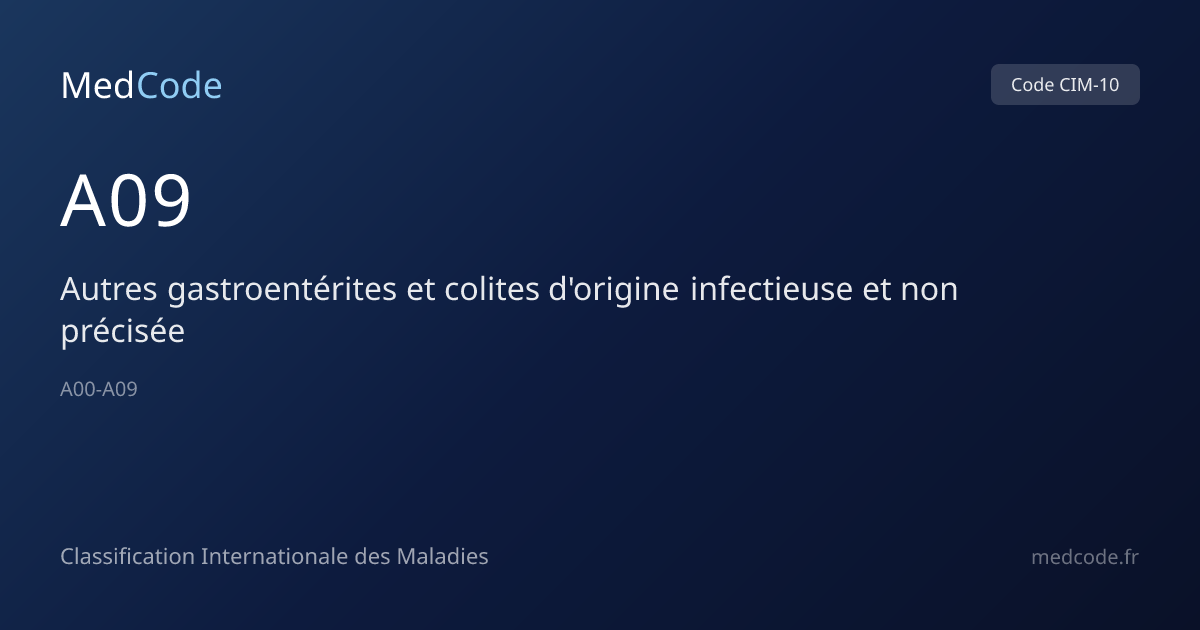 Autres gastroentérites et colites… (A09) — Code CIM-10 | MedCode