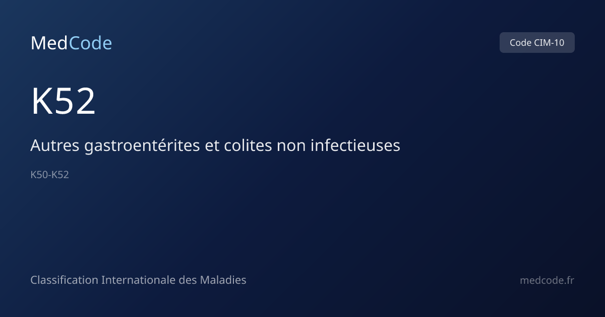 Autres gastroentérites et colites… (K52) — Code CIM-10 | MedCode